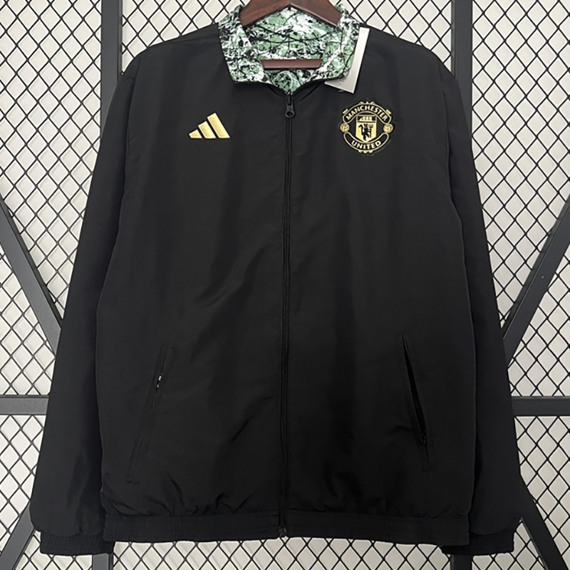 2024 Man Utd Black & Green Double Sided Windbre...