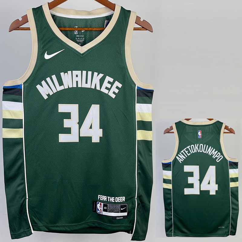 22-23 BUCKS ANTETOKOUNMPO #34 Green Top Quality...