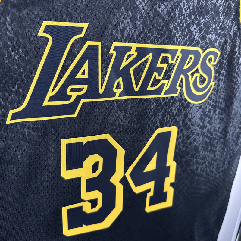 LAKERS O'NEAL #34 Black Top Quality Hot Pressing NBA Jersey(蛇纹)