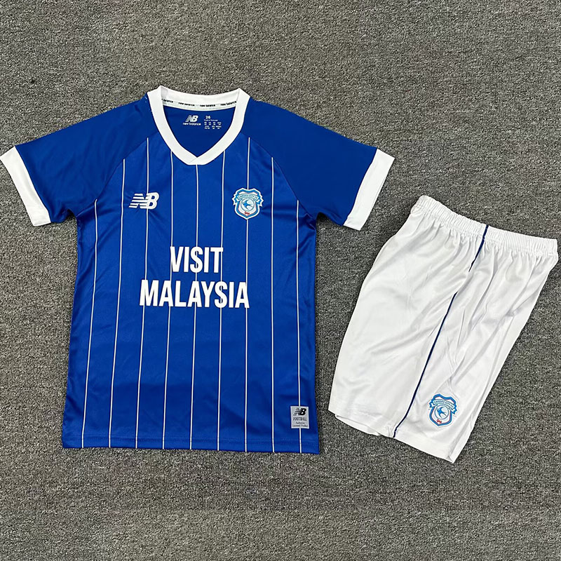 25-26 Cardiff City Home Kids Soccer Jersey