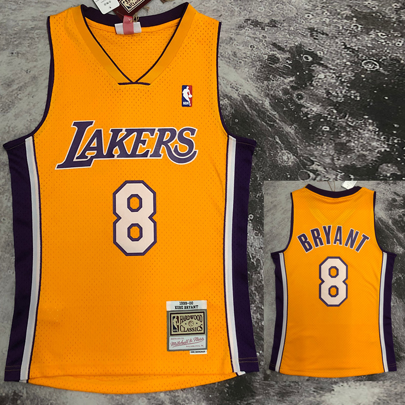 2000 LAKERS BRYANT #8 Yellow Retro Top Quality ...