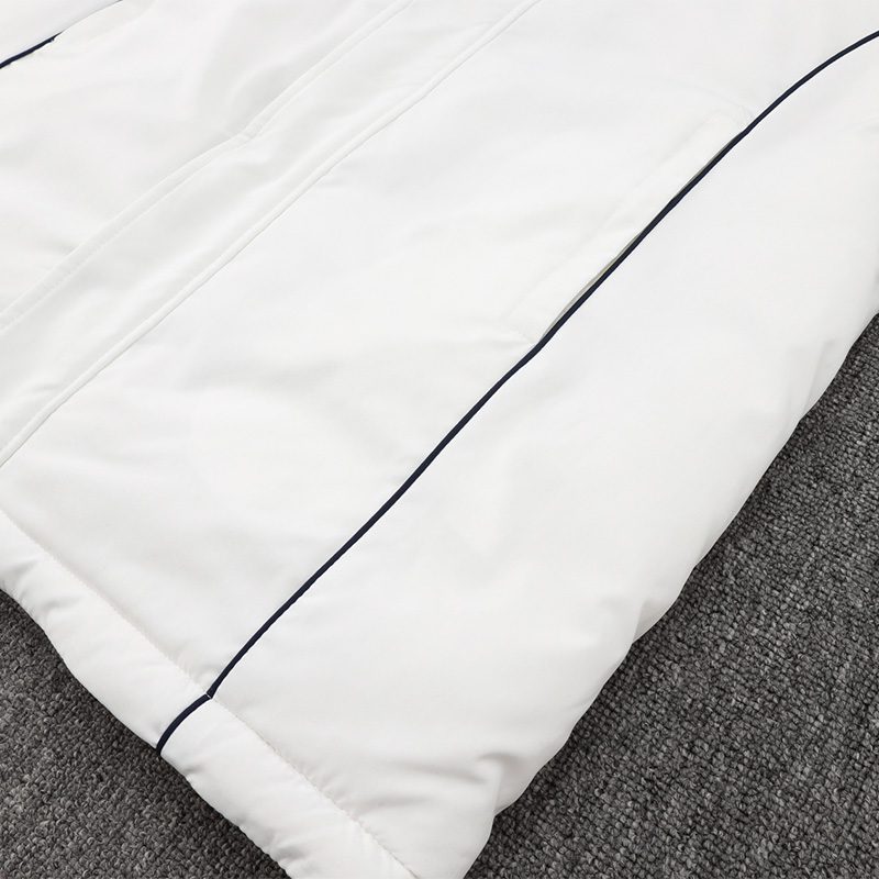 24-25 Italy White Hooded Windbreaker Fabric Cotton Coat #G222