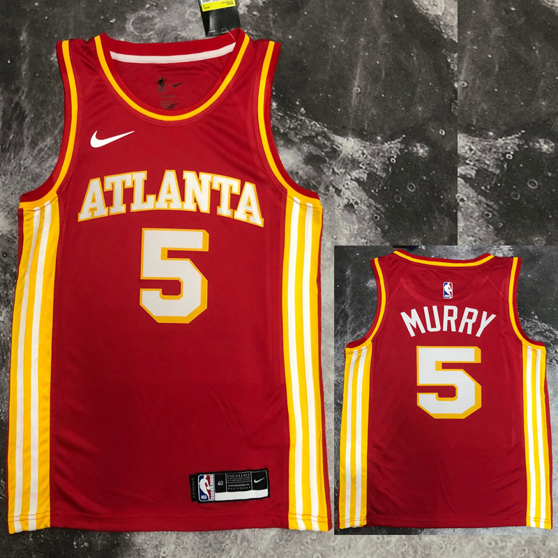 HAWKS MURRY #5 Red Top Quality Hot Pressing NBA...