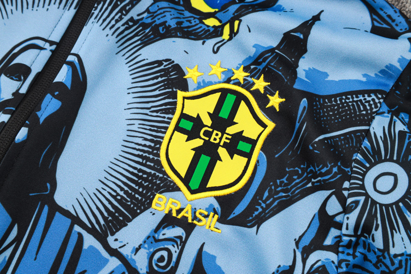 24-25 Brazil Gray Blue Jacket Tracksuit #A814(喷墨)