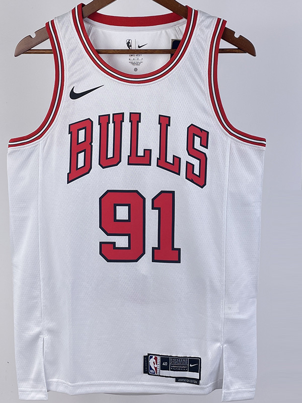 22-23 BULLS RODMAN #91 White Top Quality Hot Pr...