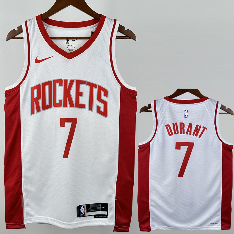 22-23 ROCKETS DURANT #7 White Top Quality Hot Pressing NBA Jersey