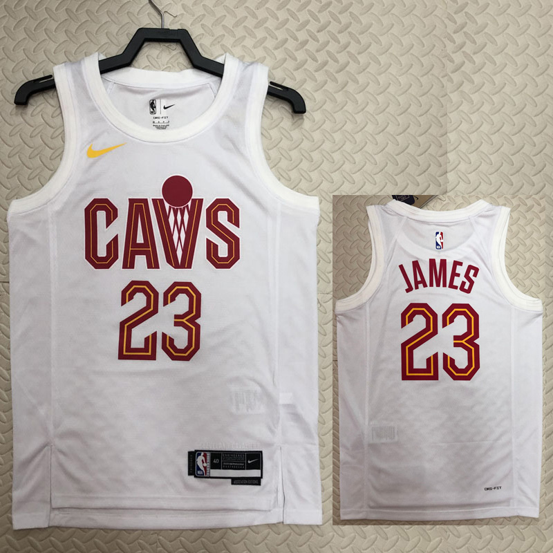 22-23 Cleveland Cavaliers JAMES #23 White Top Q...