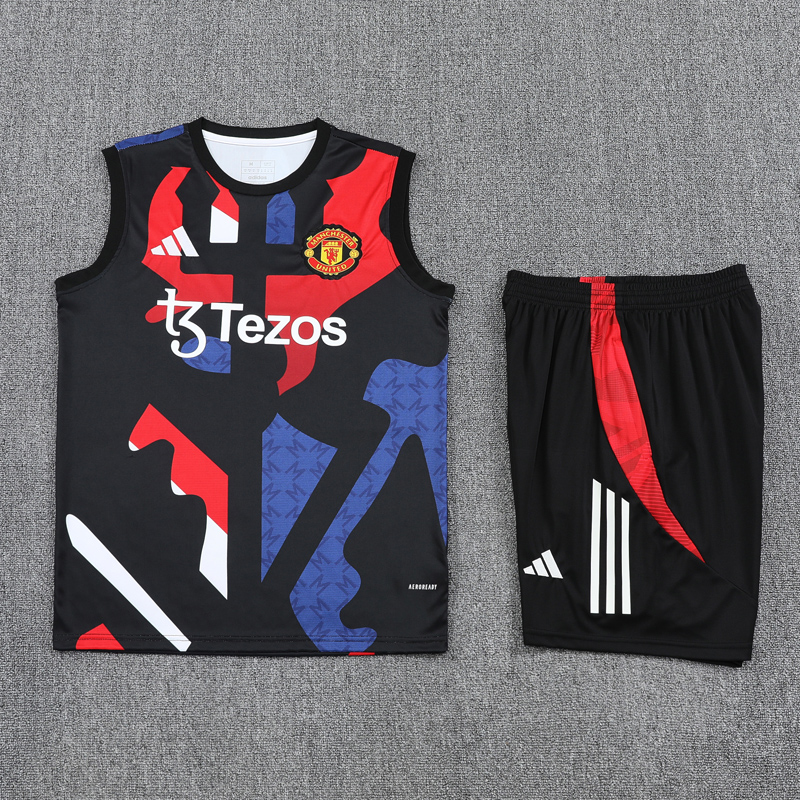 25-26 Man Utd Black Tank top and shorts suit