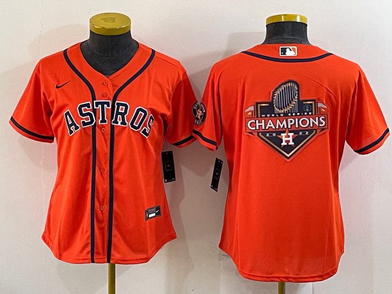 Houston Astros Women's champions baseball jersey fans edition