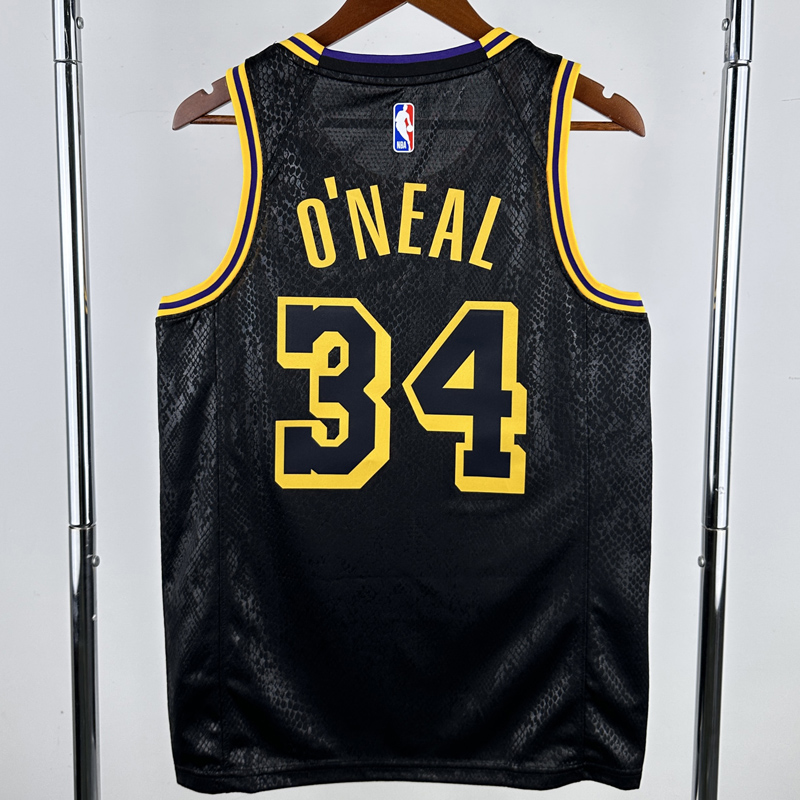 LAKERS O'NEAL #34 Black Top Quality Hot Pressing NBA Jersey(蛇纹)