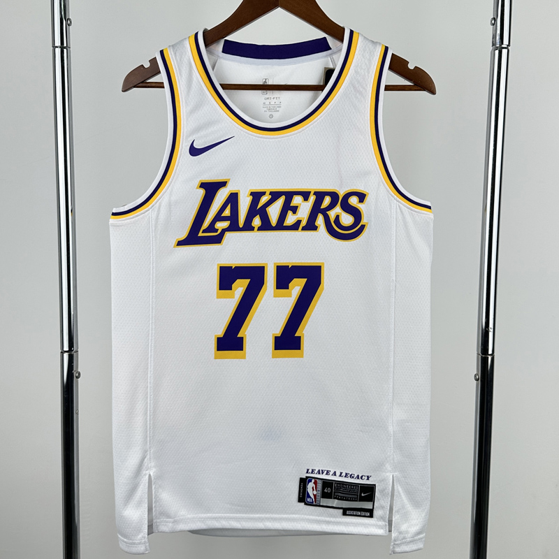 22-23 Lakers DONCIC #77 White Top Quality Hot Pressing NBA Jersey(圆领)