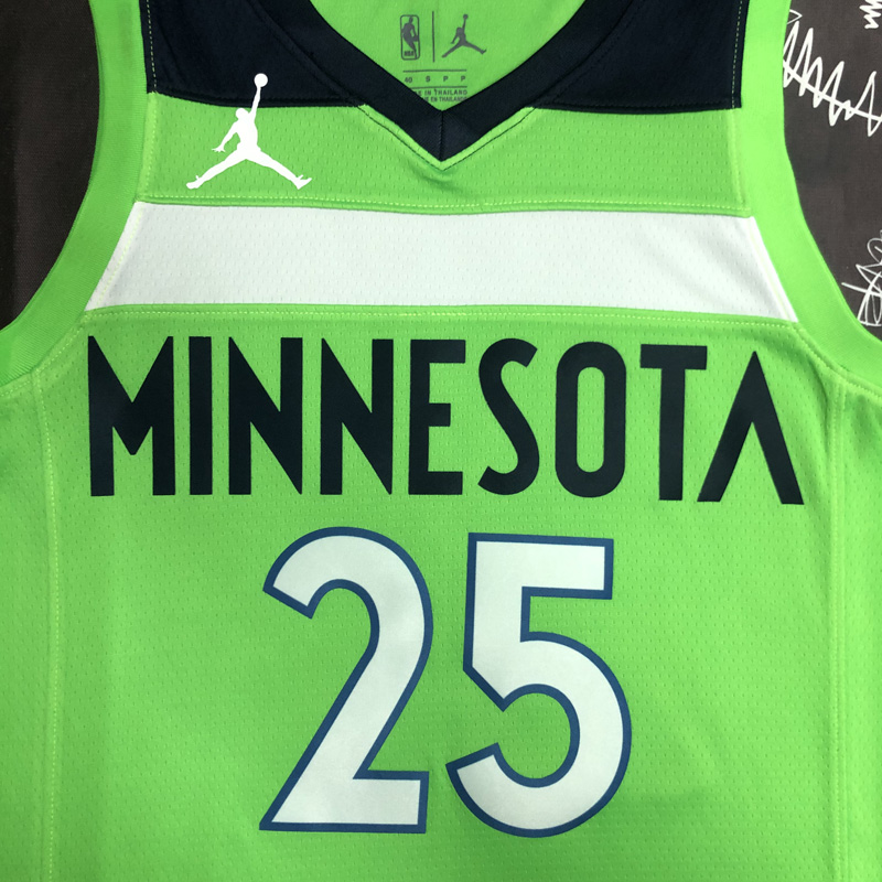 Timberwolves ROSE #25 Fluorescent Green Top Qua...