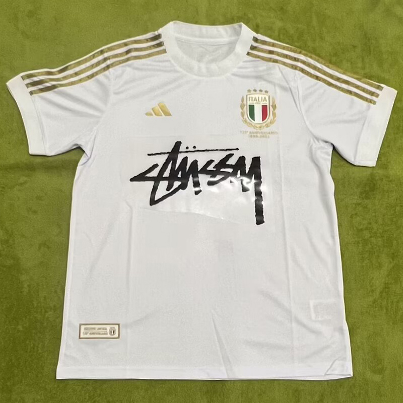 2023 Italy White 125th Anniversary Edition Fans Soccer Jersey #带广告