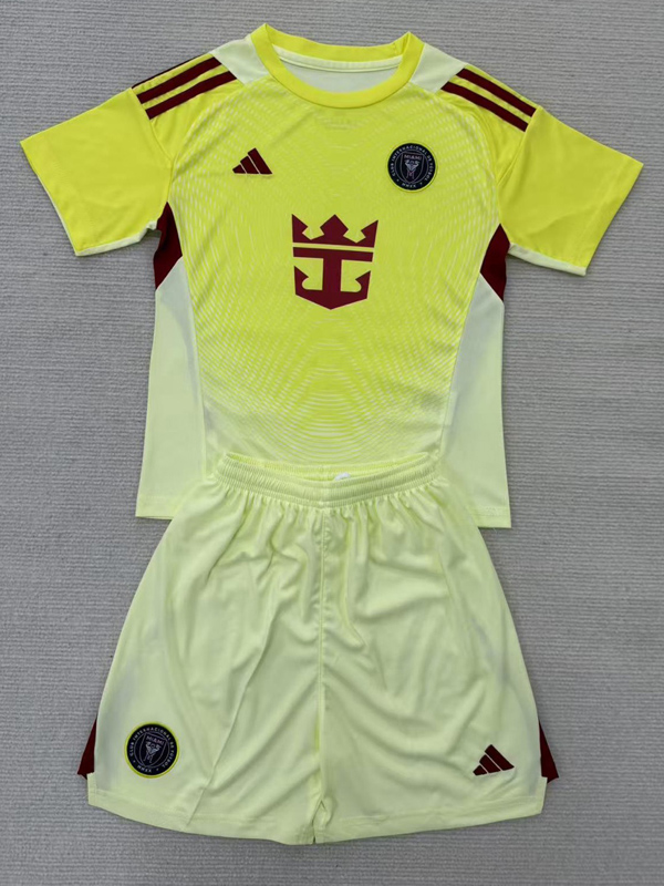 25-26 Inter Miami  Light Yellow GoalKeeper Kids Soccer Jersey