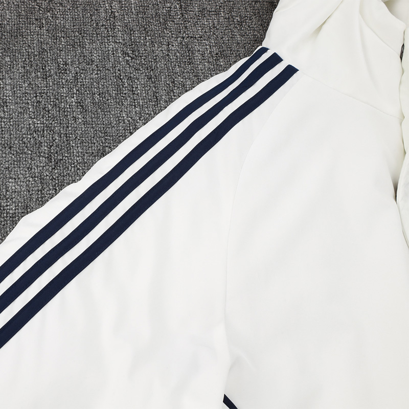 24-25 Spain White Hooded Windbreaker Fabric Cotton Coat #G231