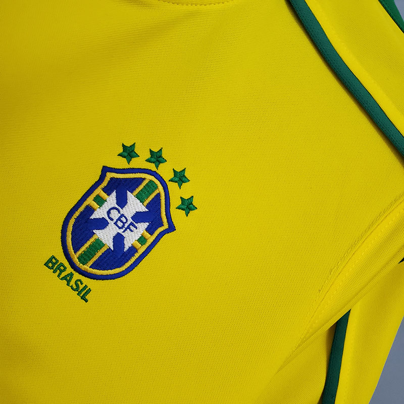 1998 Brazil Home Retro Soccer Jersey(亲笔签名 号码)