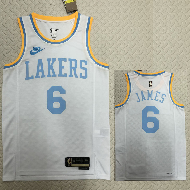22-23 LAKERS JAMES #6 White Top Quality Hot Pre...