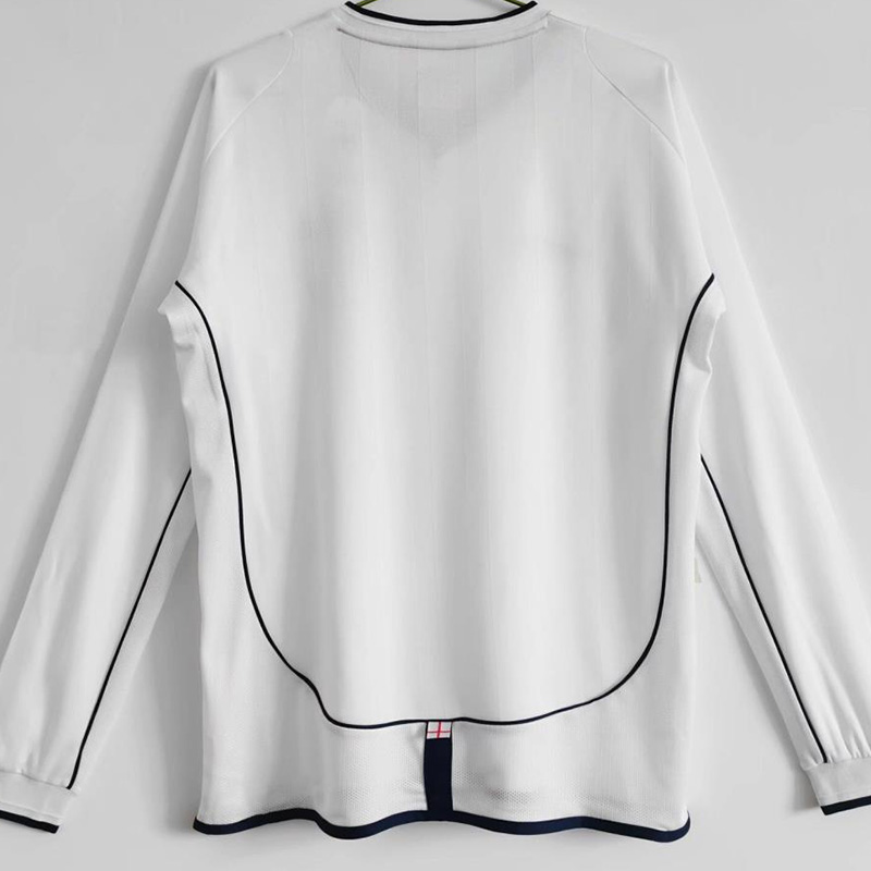 2002 England Home Retro Long Sleeve Soccer Jers...
