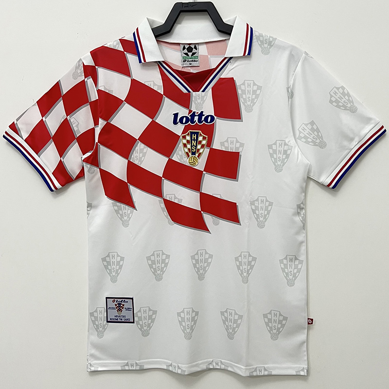 1998 Croatia Home Red And White Retro Soccer Je...
