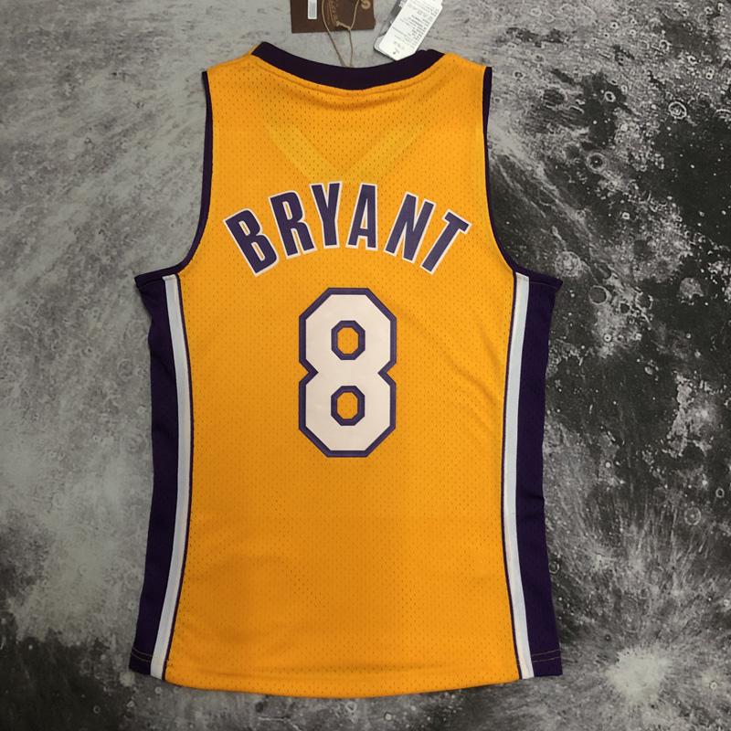 2000 LAKERS BRYANT #8 Yellow Retro Top Quality ...
