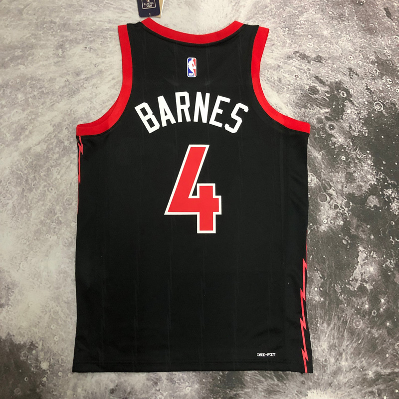 22-23 RAPTORS BARNES #4 Black red Top Quality H...