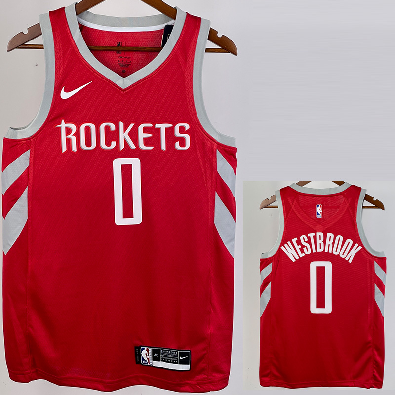 2018-19 ROCKETS WESTBROOK #0 Red Away Top Quali...