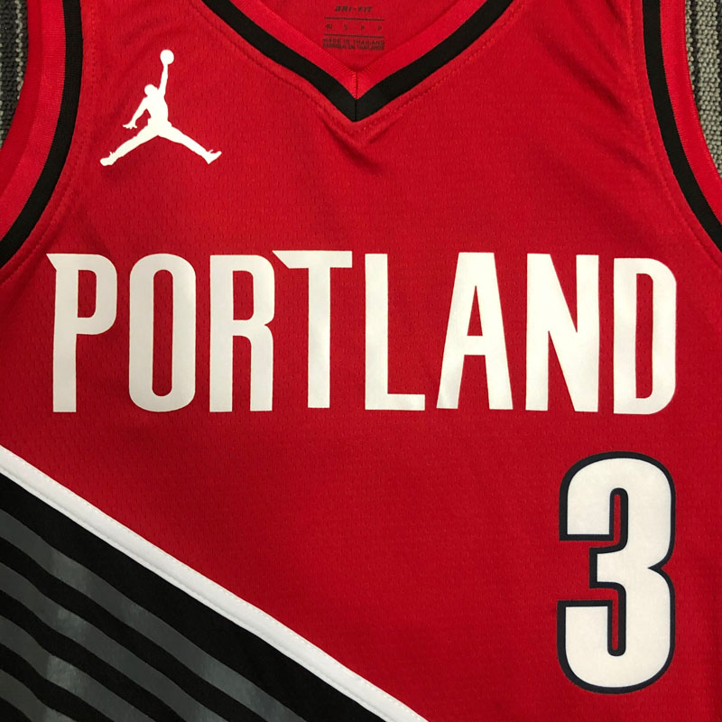 Trail Blazers McCOLLUM #３Jordan Red Top Quality...