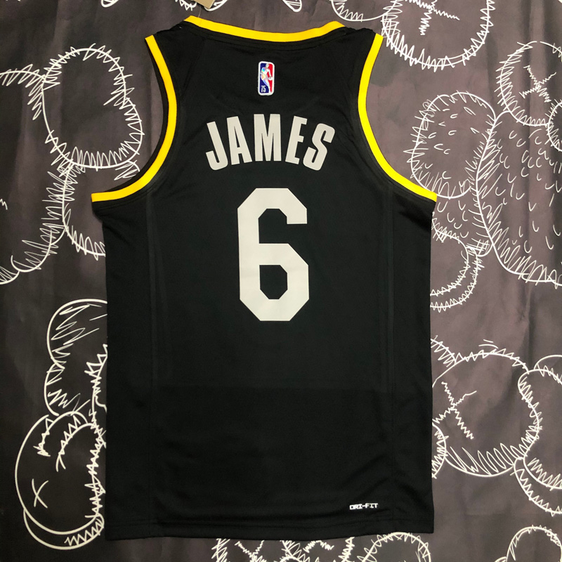 LAKERS Glory version JAMES #6 Black Top Quality...