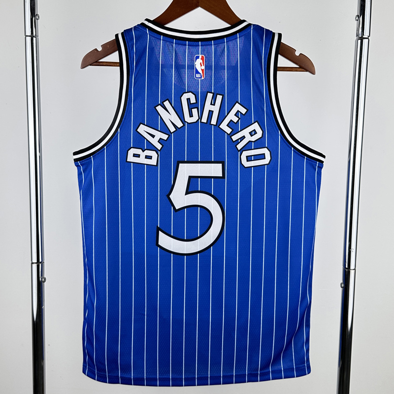 2018-2019 Magic BANCHERO #5 Blue Retro Top Quality Hot Pressing NBA Jersey (条纹)