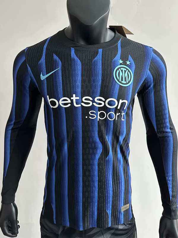 25-26 INT Blue Black Special Edition Long Sleeve Player Version Soccer Jersey (长袖球员)