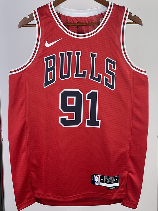 22-23 BULLS RODMAN #91 Red Top Quality Hot Pres...