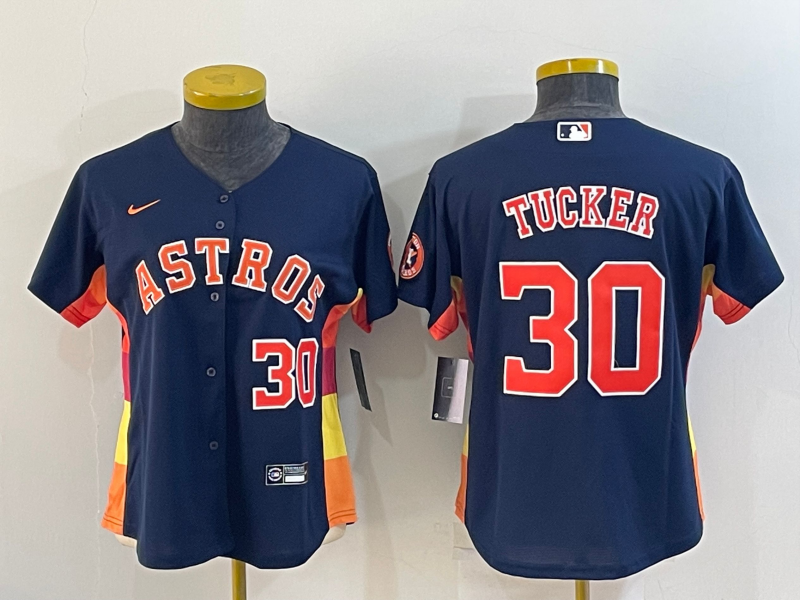 Houston Astros Women's baseball jersey TUCKER 30 fans edition blue