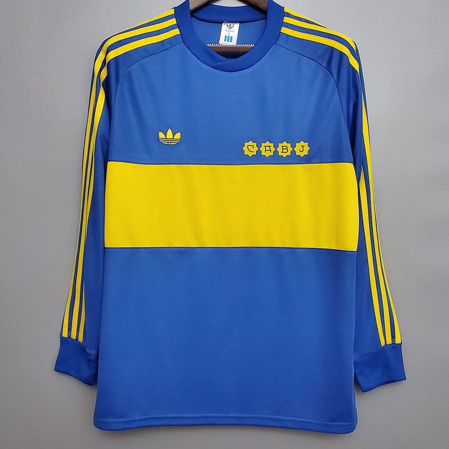 1981 Boca Juniors Home Long Sleeve Retro Soccer...