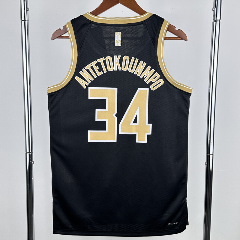 23-24 BUCKS ANTETOKOUNMPO #34 Black Glory Edition Top Quality Hot Pressing NBA Jersey 荣耀版