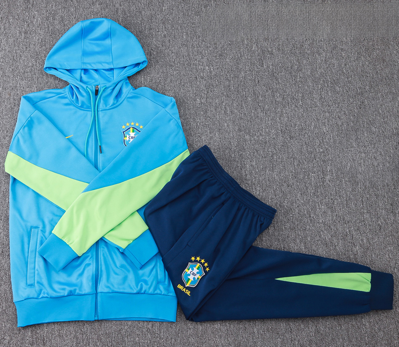 24-25 Brazil Lake blue Hoodie Jacket Tracksuit #F560