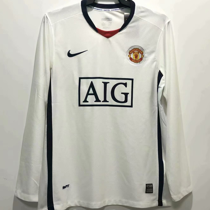 2008-2009 Man Utd Away Long Sleeve Retro Soccer...