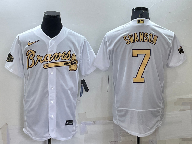 2022 Men's Atlanta Braves SWANSON 7 white MLB Jersey
