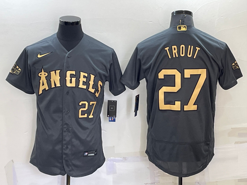 2022 Men's Los Angeles Angels Trout 27 black MLB Jersey