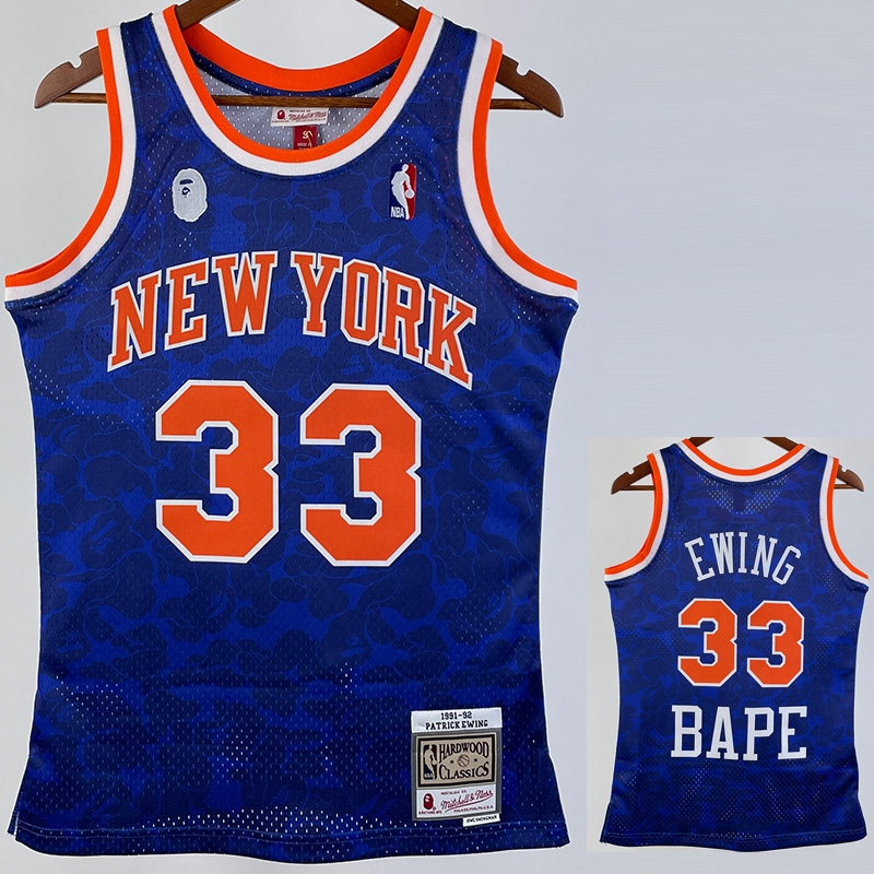 2023 Knicks & BAPE #33 Blue Top Quality Hot Pre...