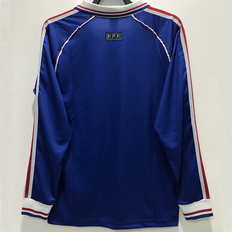 1998 France Home Long Sleeve Retro Soccer Jerse...