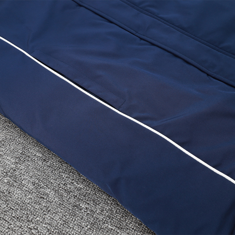 24-25 Spain Royal Blue Hooded Windbreaker Fabric Cotton Coat #G232