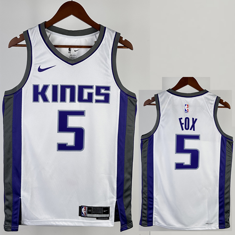 22-23 KINGS FOX #5 White Home Top Quality Hot P...