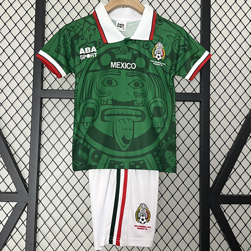 1998 Mexico Home Kids Retro Soccer Jersey