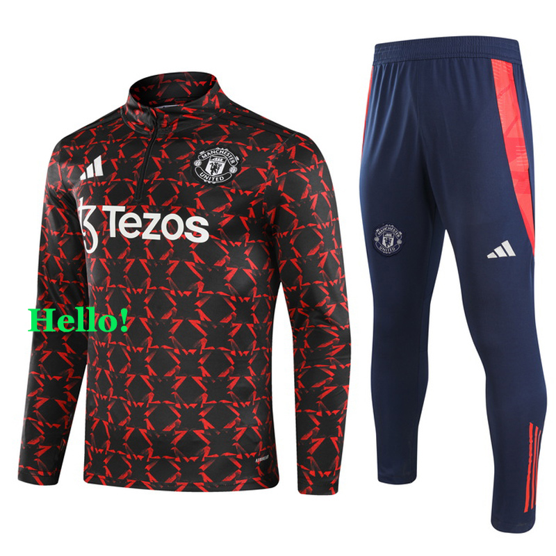 24-25 Man Utd Red black Half Pull Tracksuit (半拉链)(匹印)