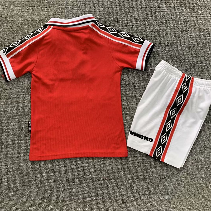 1998 Man Utd Home Kids Retro Soccer Jersey