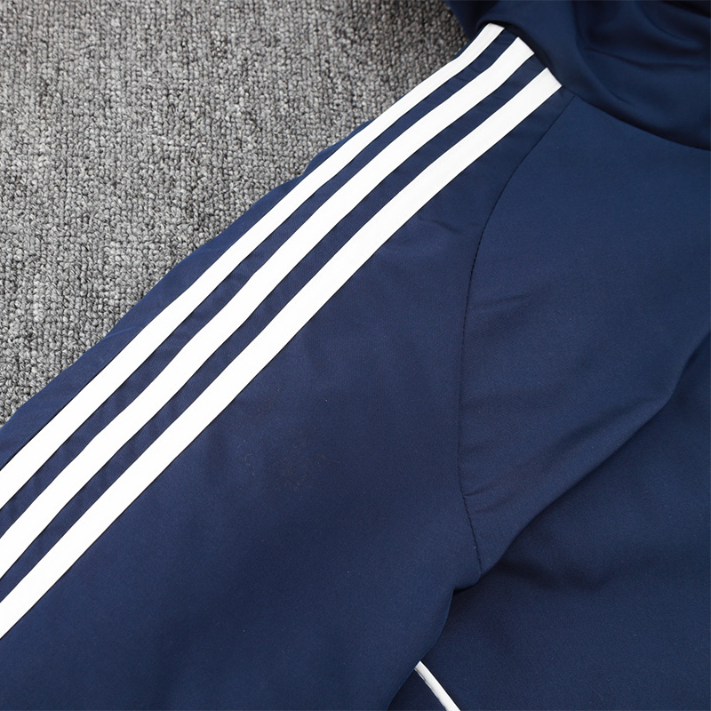 24-25 Spain Royal Blue Hooded Windbreaker Fabric Cotton Coat #G232