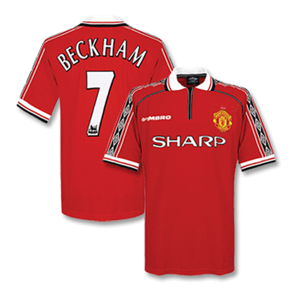 Beckham 7# 1998-1999 Man Utd Home Retro Soccer ...