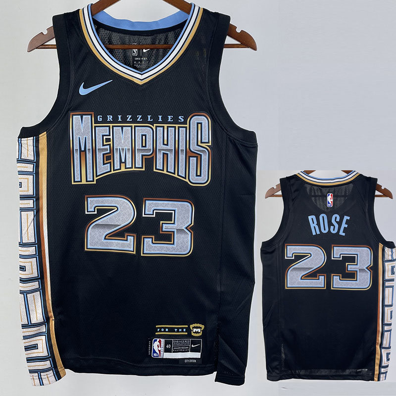 22-23 Grizzlies ROSE #23 Black City Edition Top...