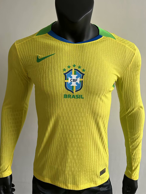 25-26 Brazil W Home Long Sleeve Player Version Soccer Jersey (长袖球员)
