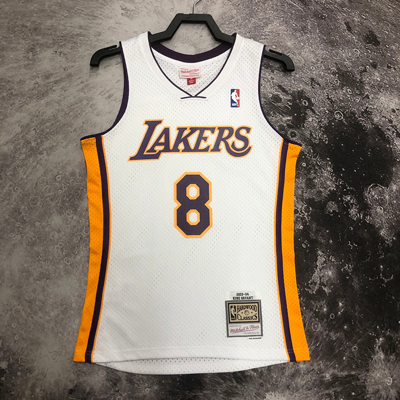 2003-04 LAKERS BRYANT #8 White Retro Top Qualit...